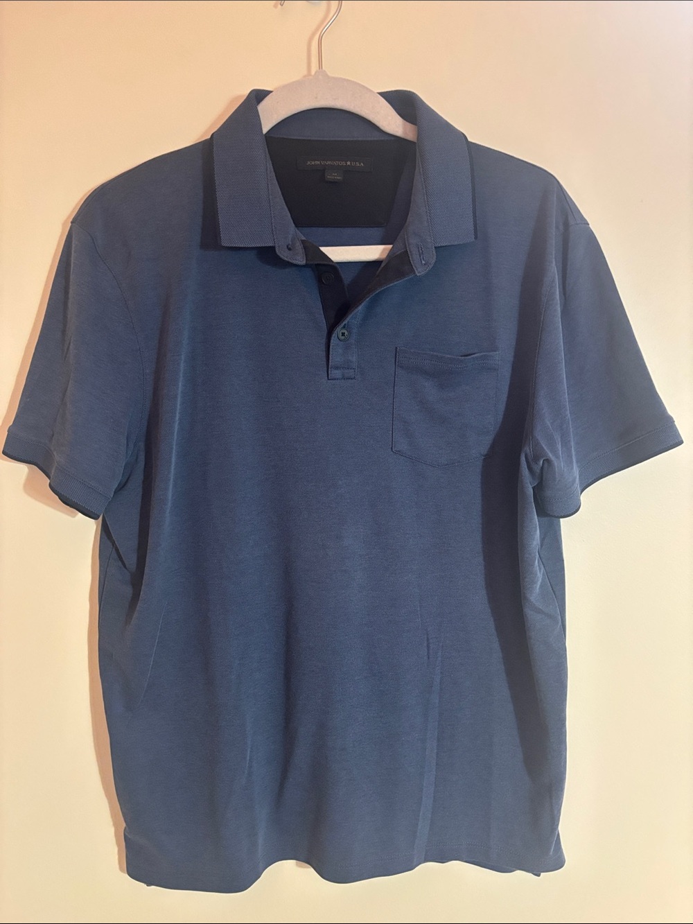 John Varvatos Men's Blue Knit Polo T-Shirt with Pocket - Sz Medium